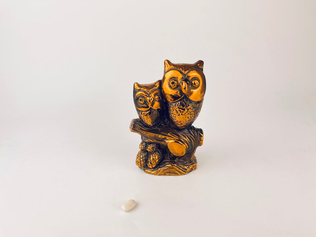 Product image for 'vintage copper metal perched owl duo tabletop figurine sculpture' (view 57ccd4)