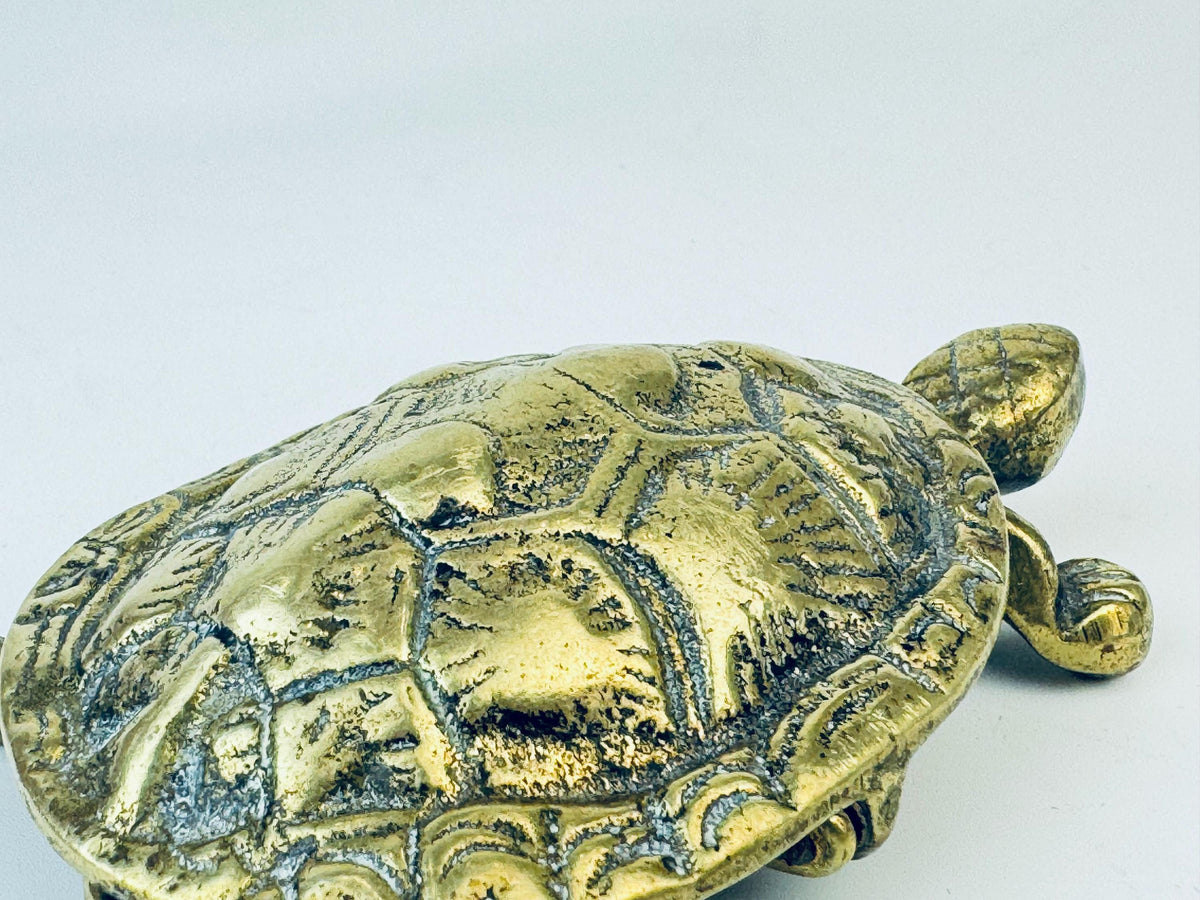Product image for 'vintage solid brass turtle lidded trinket dish attractive aged metal patina' (view 5a0552)