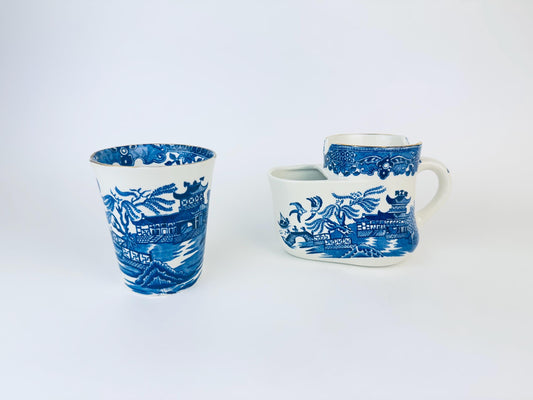 Product image for 'vintage white blue willow burleighware shaving mug cup set 1950s ceramic bathroom decor made in england' (view 254795)