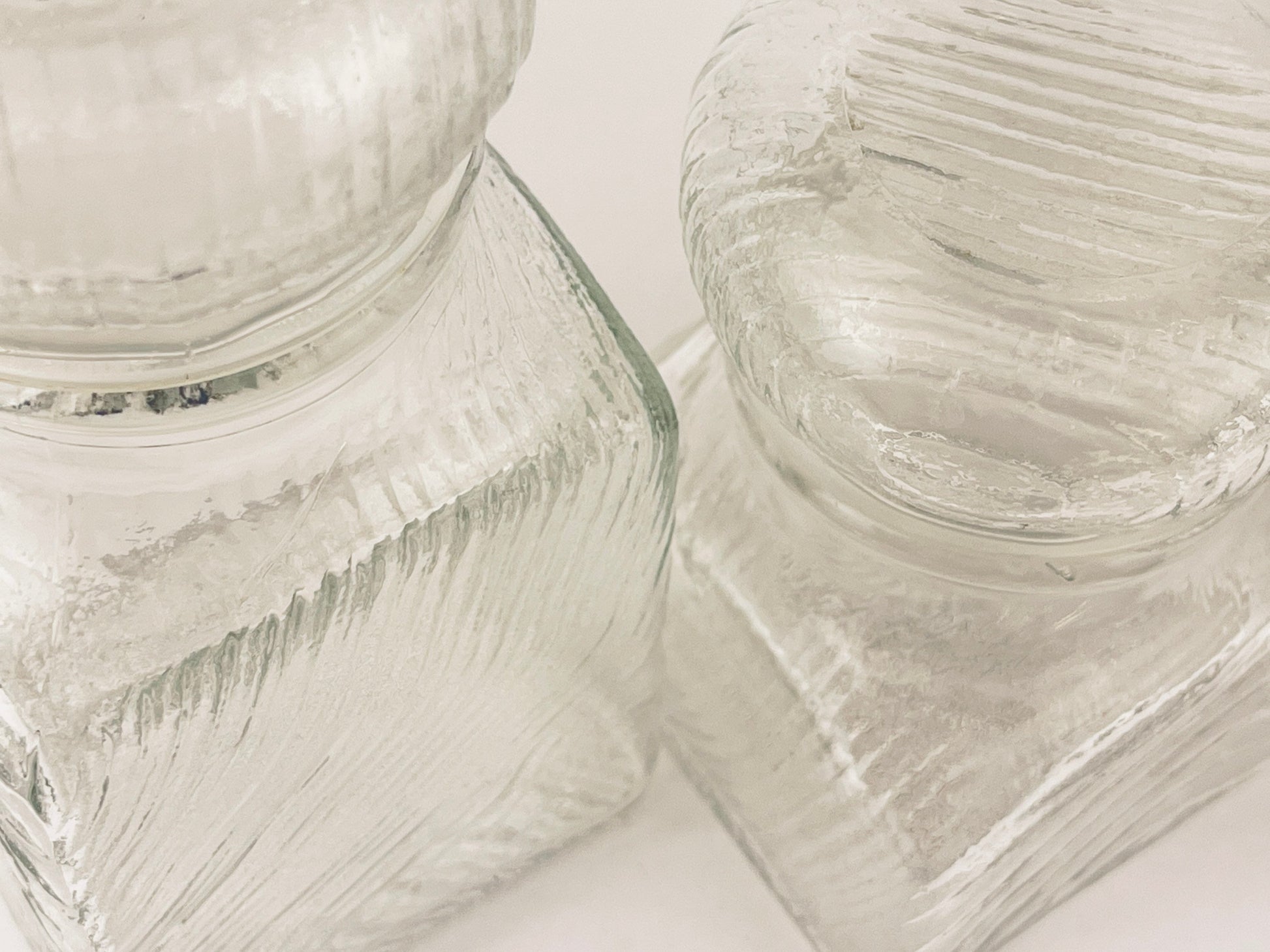 Product image for 'vintage 1970s airtight glass jars with faux wood grain lids set of 2' (view 4f5328)