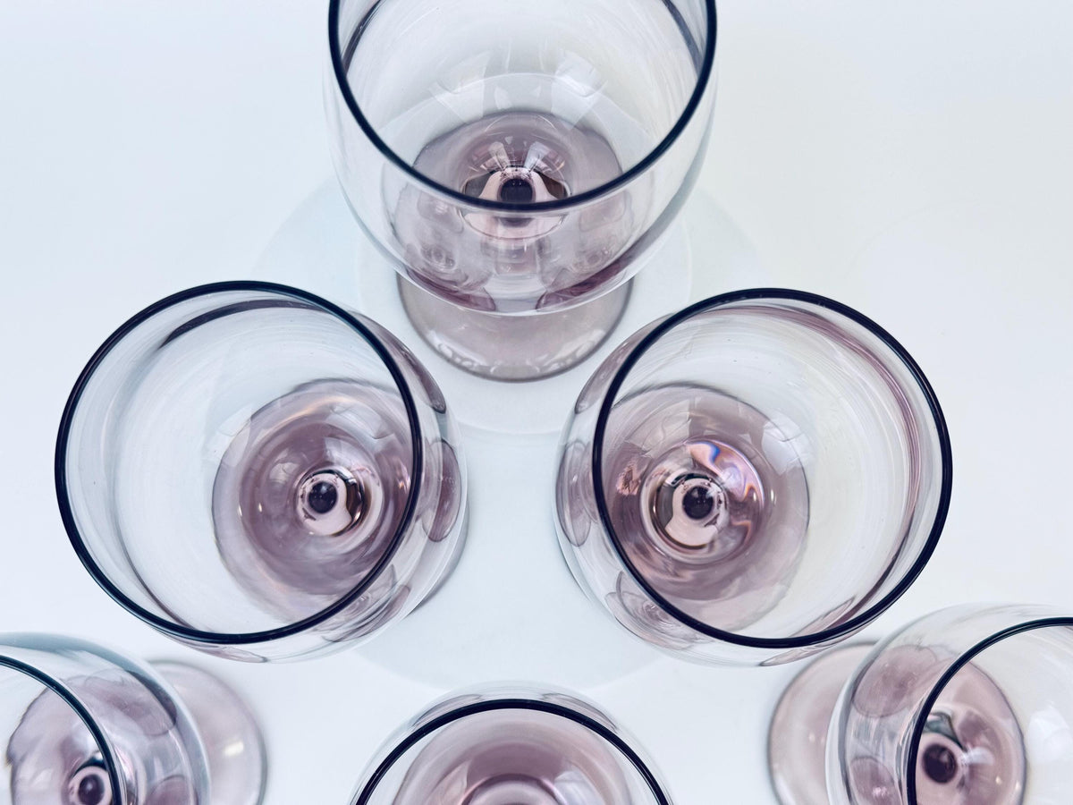 Product image for 'vintage plum purple libbey wine glasses set of six 6' (view 57d3fb)