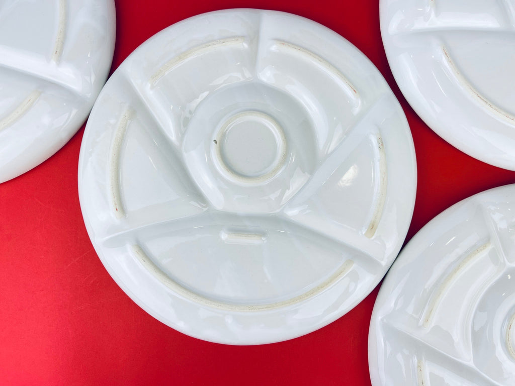 Product image for 'vintage white glazed ceramic fondue sushi plates set of 4 9' (view 7df887)