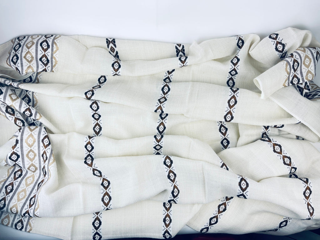 Product image for 'vintage beige acrylic embroidered table cloth geometric pattern 49 x 59' (view c899aa)