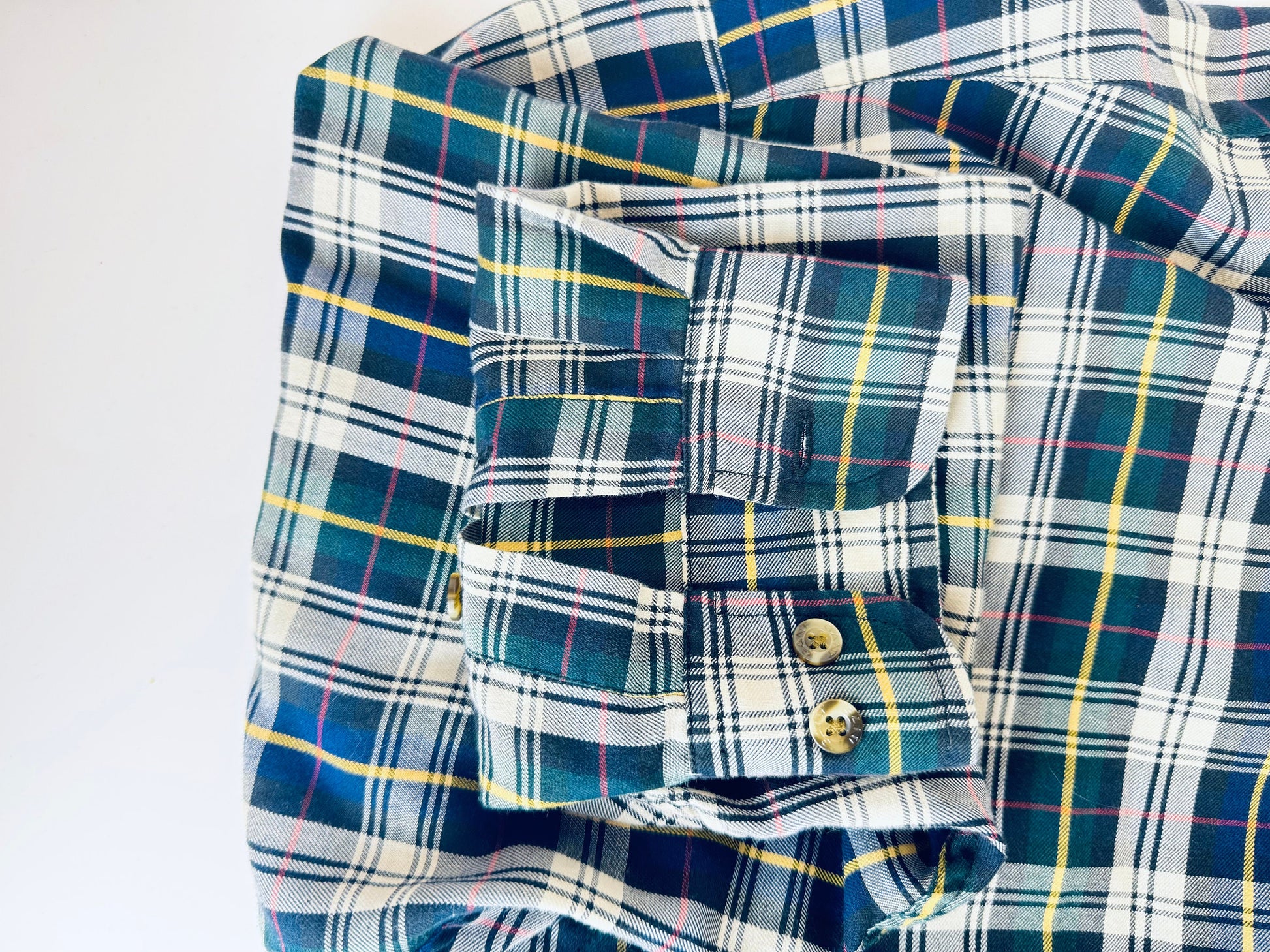 Product image for 'vintage gant heritage twill long sleeve button down blue green plaid shirt size large l' (view 990a27)