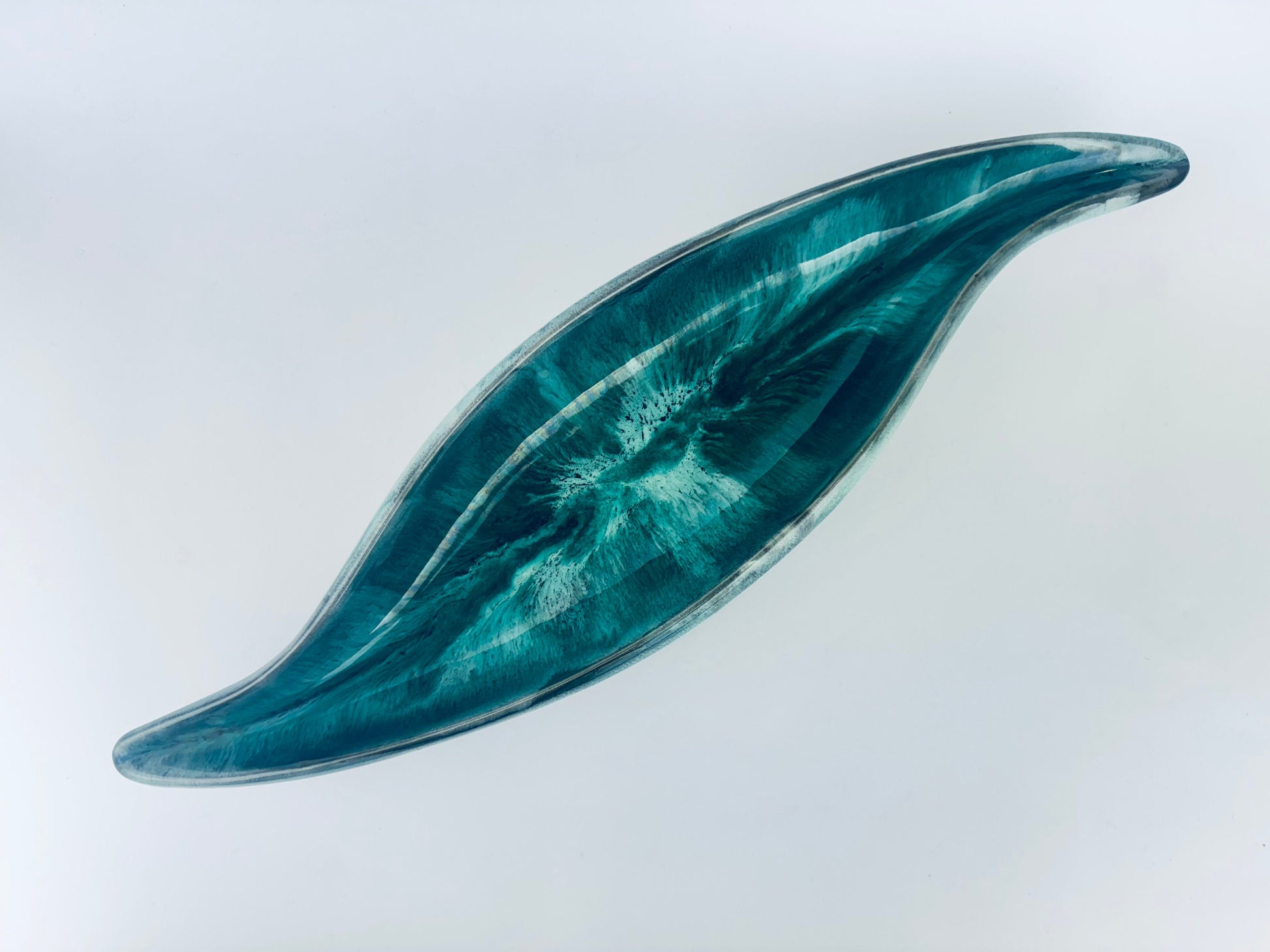 Product image for 'vintage blue mountain pottery bmp green drip glaze ceramic atomic shaped centrepiece bowl made in canada' (view f5cc1c)