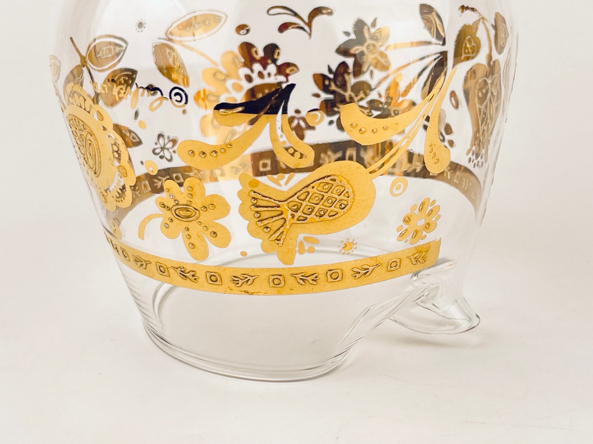 Product image for 'vintage culver tyrol gold chantilly floral martini cocktail glass pitcher barware decanter' (view c35a57)