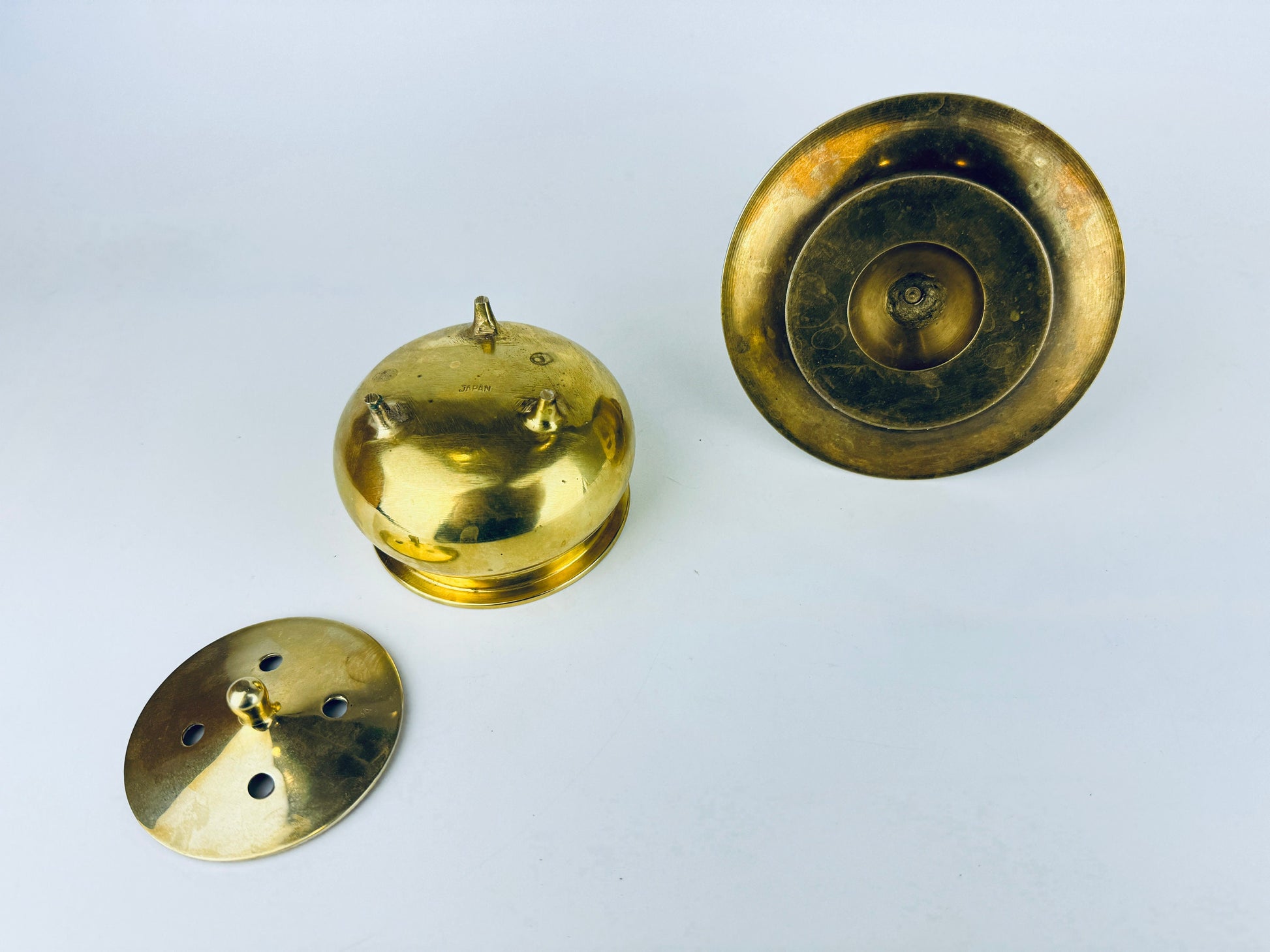 Product image for 'vintage solid brass pedestal incense burner sold separately' (view 60a1e3)