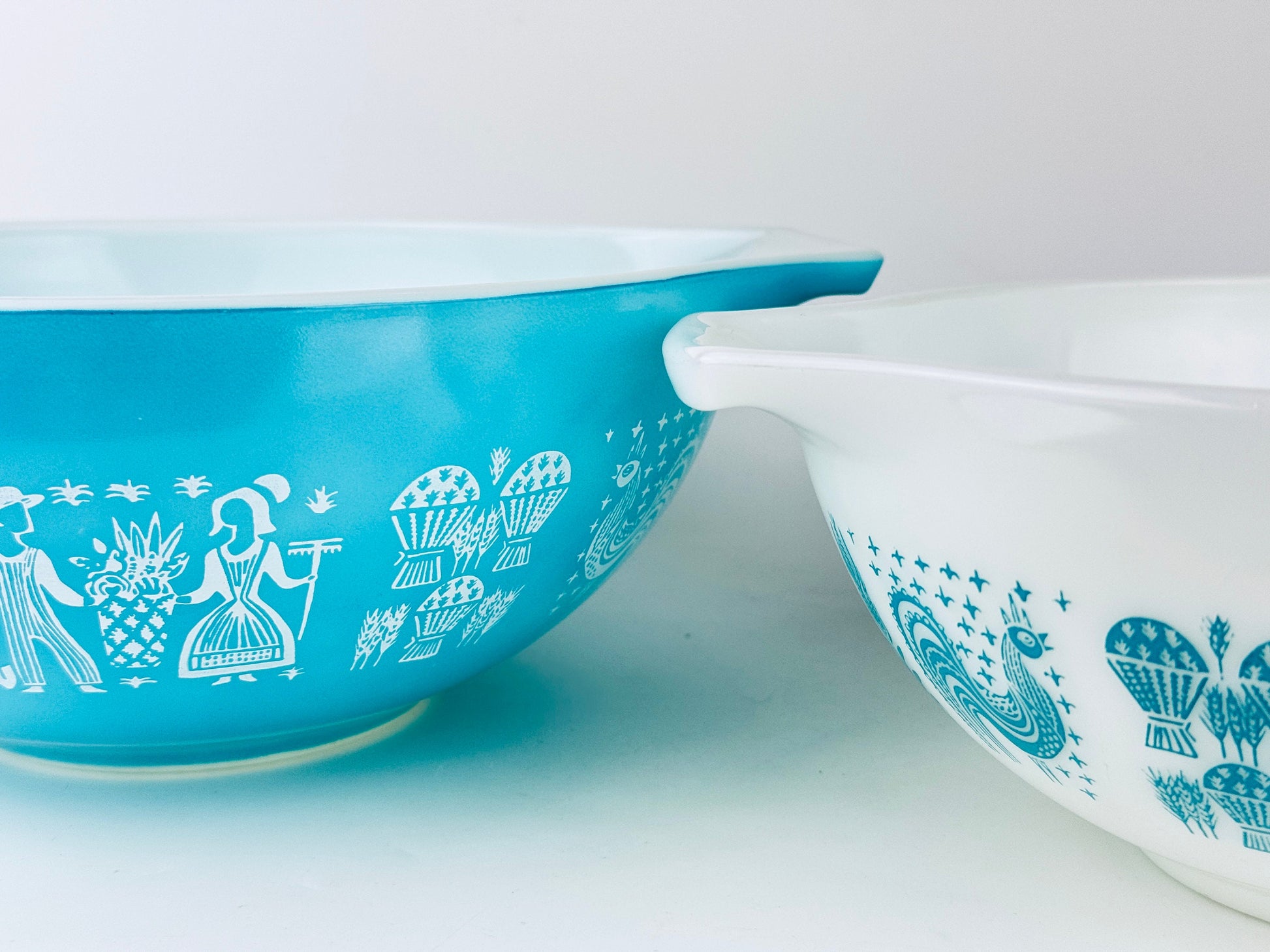 Product image for 'vintage amish butterprint cinderella pyrex mixing nesting bowls 443 444 made in usa sold separately' (view 70afc6)