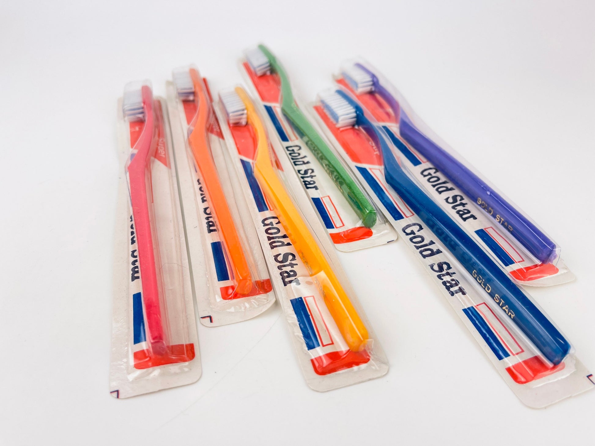 Product image for 'vintage gold star tooth brush new with imported dupont bristles soft medium set of six 6 sets sold separately' (view a7666d)