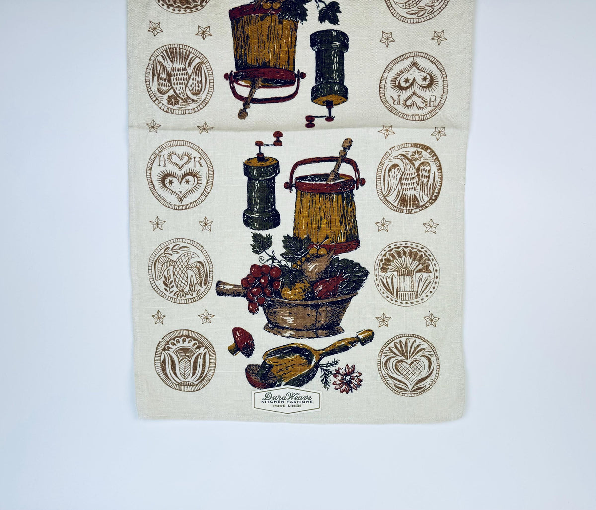 Product image for 'vintage old rustic kitchen linen tea towel duraweave kitchen fashions pure linen old country kitchen statement towel made in poland' (view eec3bc)