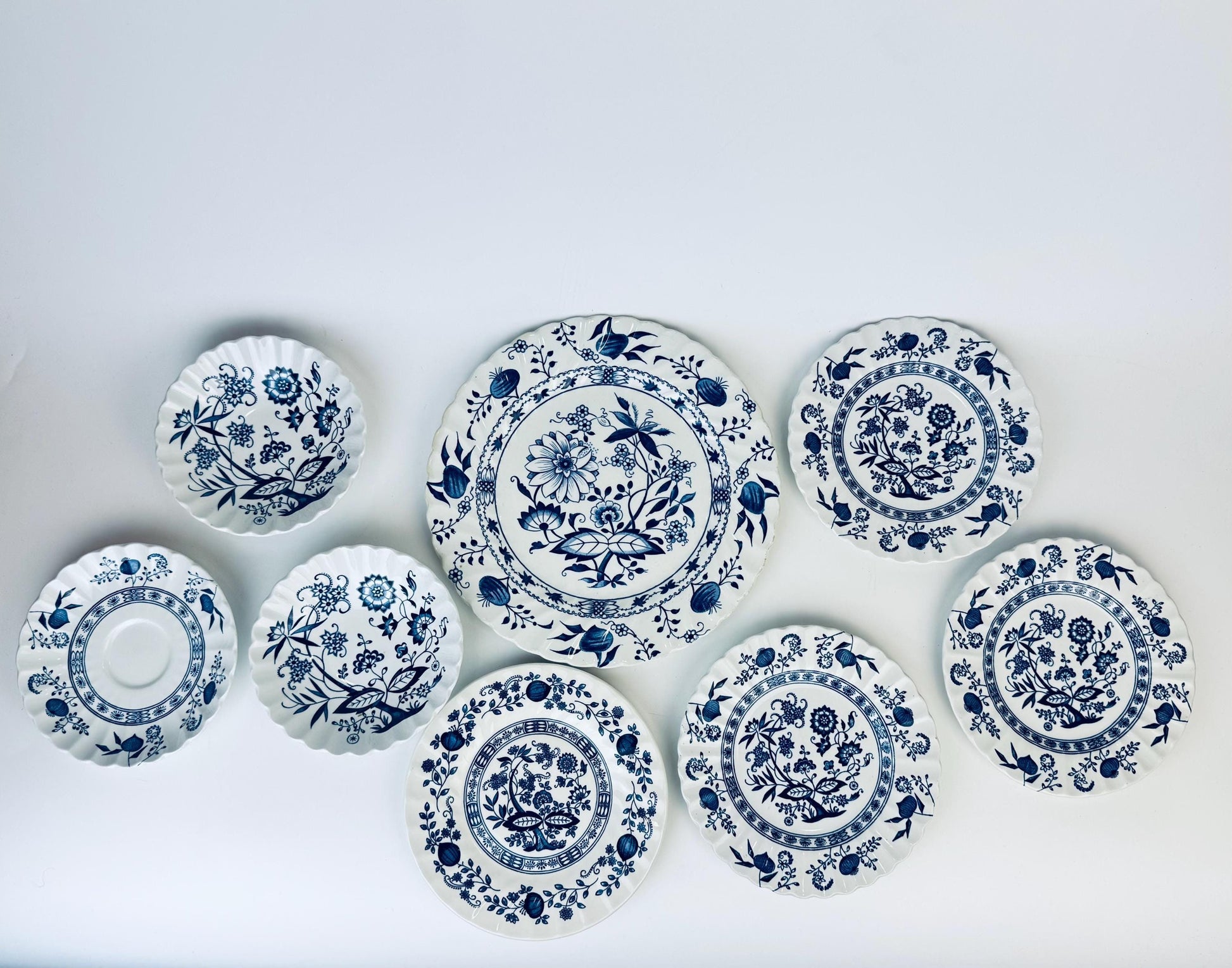 Product image for 'vintage white blue classic blue nordic pattern english ironstone plate saucer cup replacement made in england sold separately' (view 5845fc)