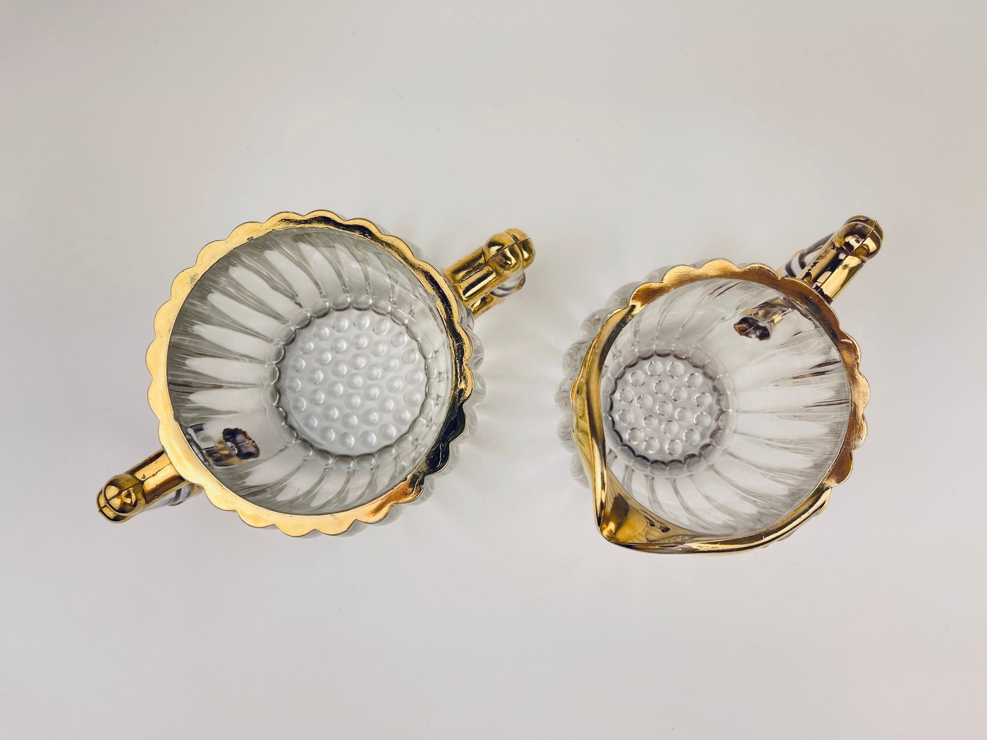 Product image for 'vintage jeanette hobnail glass cream sugar set gold rimmed top' (view 16f0d1)
