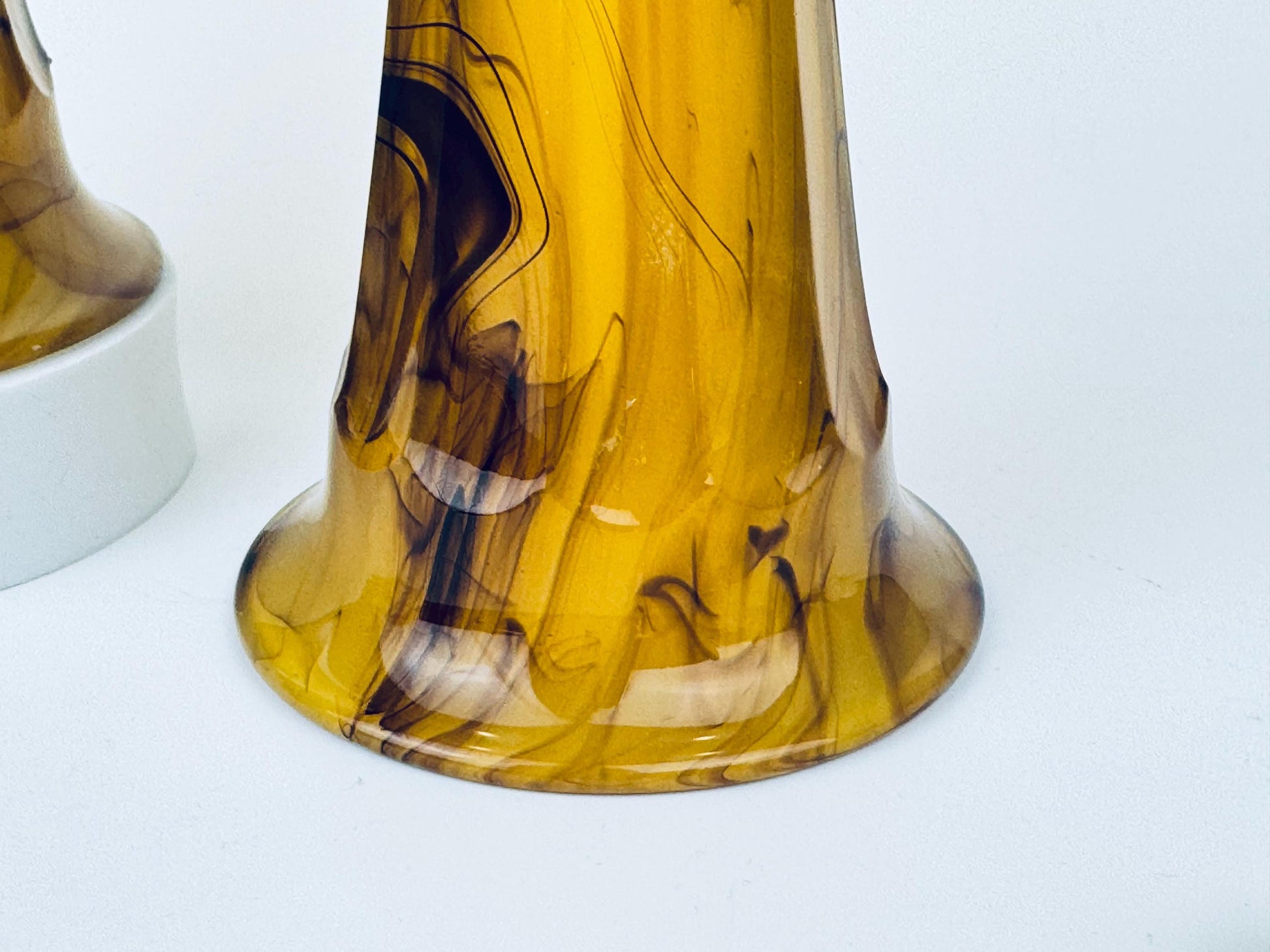 Product image for 'vintage george davidson brown swirl cloud glass trumpet vase sold separately' (view c0d596)