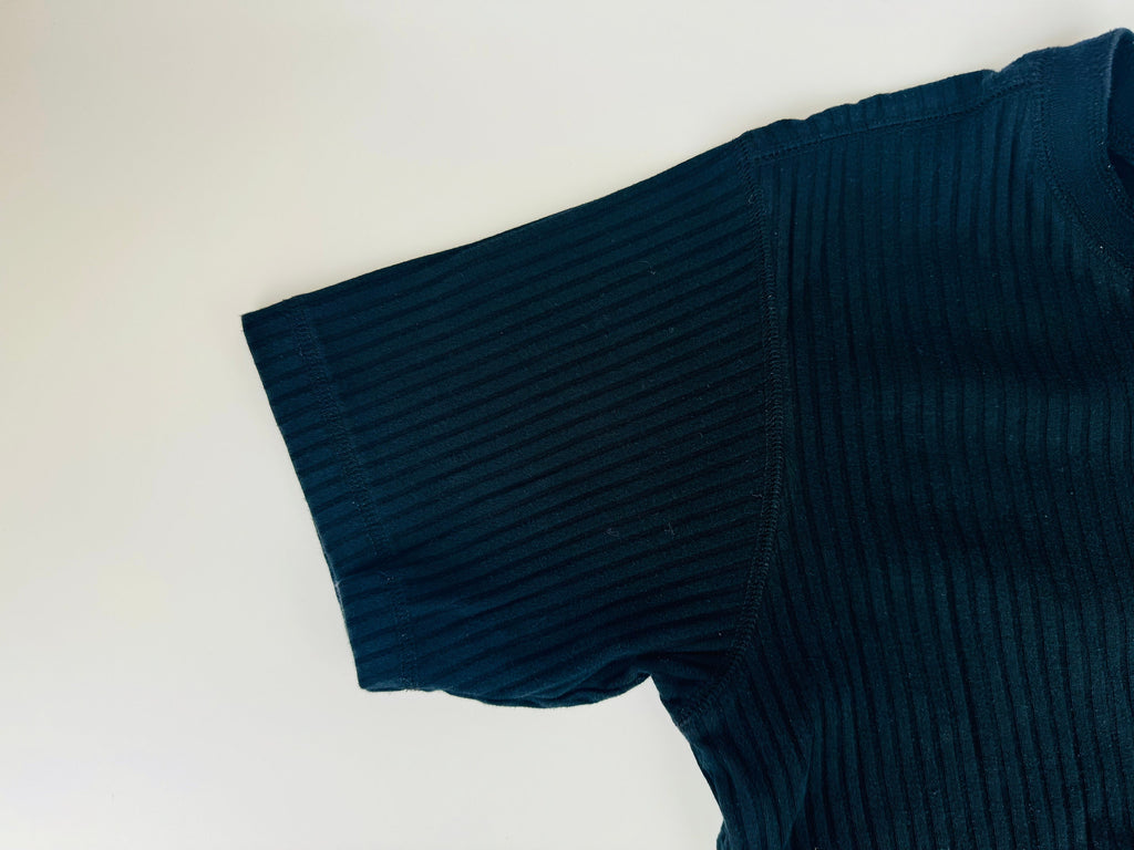 Product image for 'vintage 1990s 100 ribbed cotton short sleeve shirts black grey made in canada by rough dress sold separately' (view effa77)