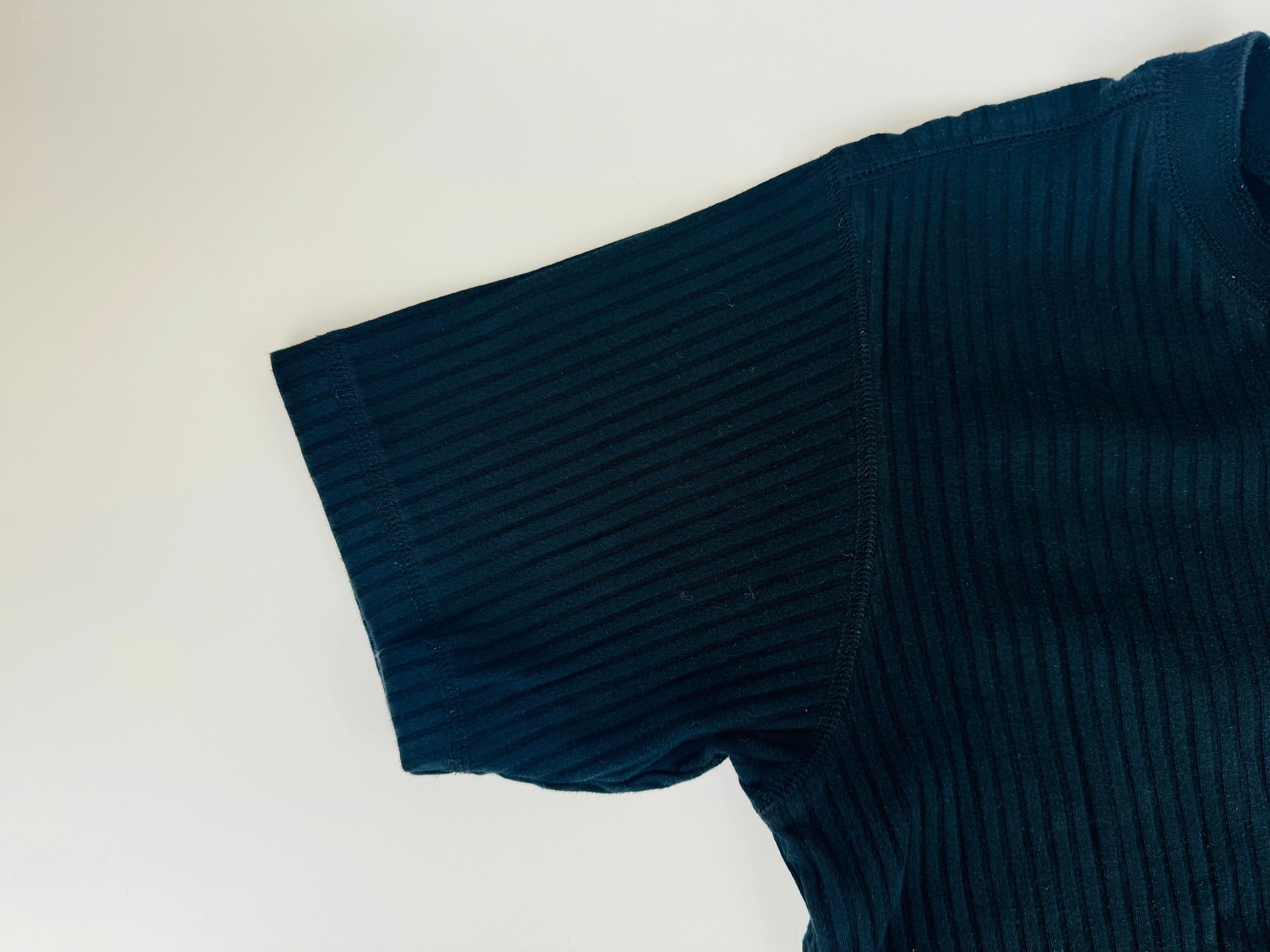 Product image for 'vintage 1990s 100 ribbed cotton short sleeve shirts black grey made in canada by rough dress sold separately' (view effa77)