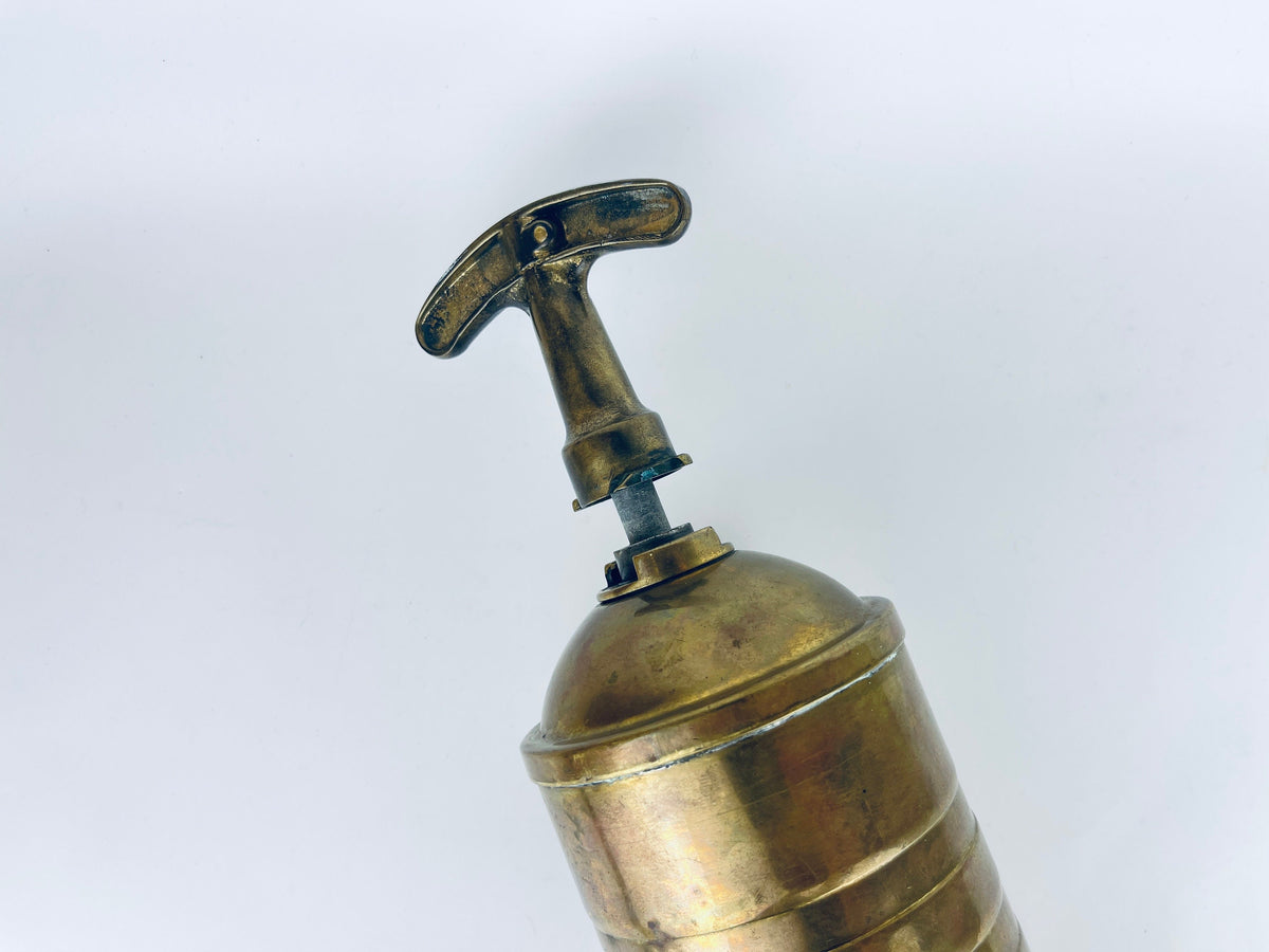 Product image for 'vintage antique brass pump fire extinguisher attractive aged metal patina' (view ea82f7)