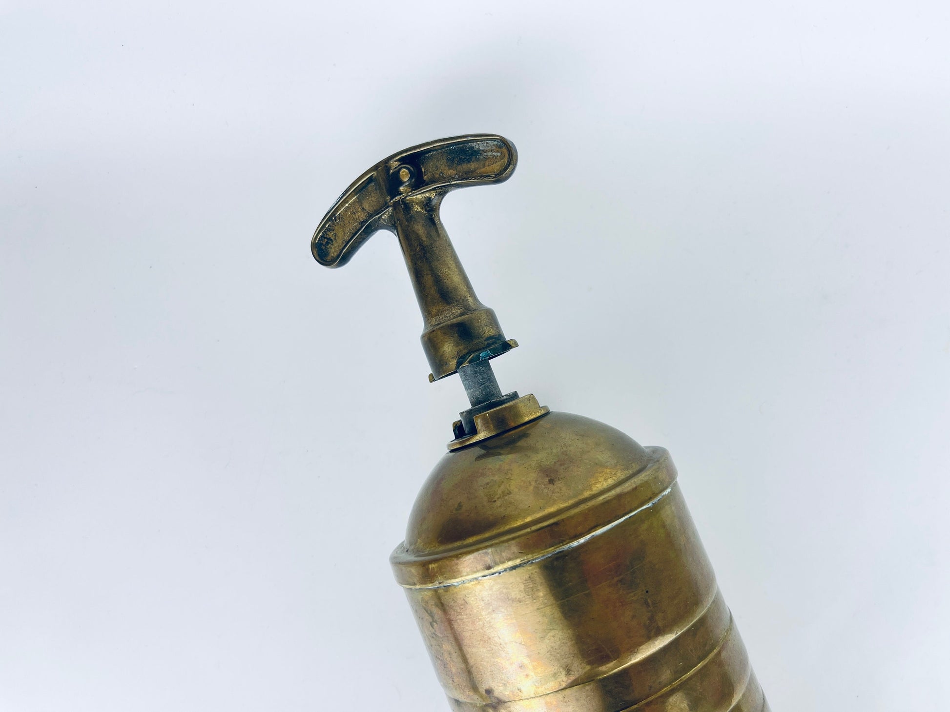 Product image for 'vintage antique brass pump fire extinguisher attractive aged metal patina' (view ea82f7)