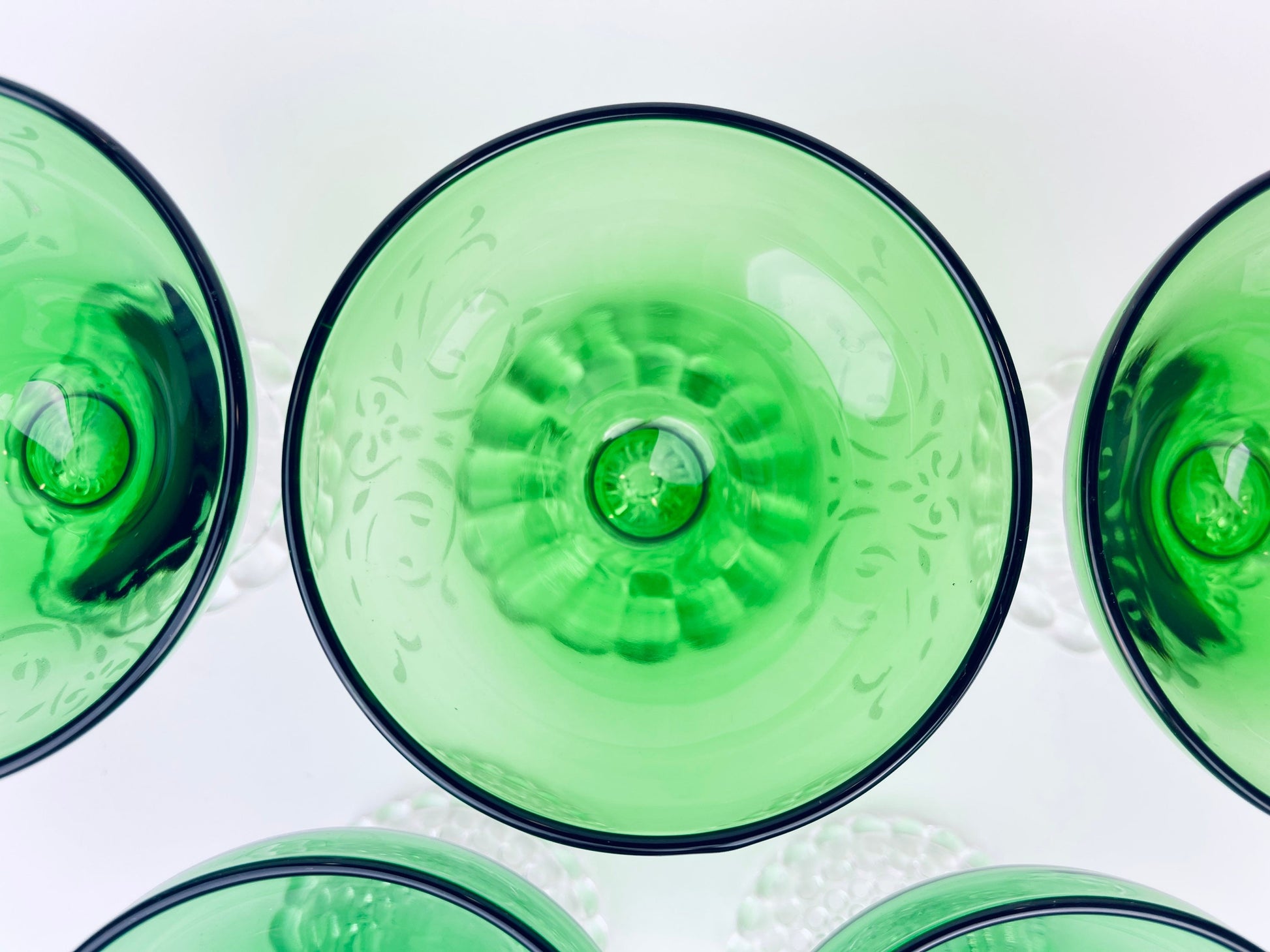 Product image for 'vintage boopie bubble bottom green glass set set of five 5' (view fd8bfc)