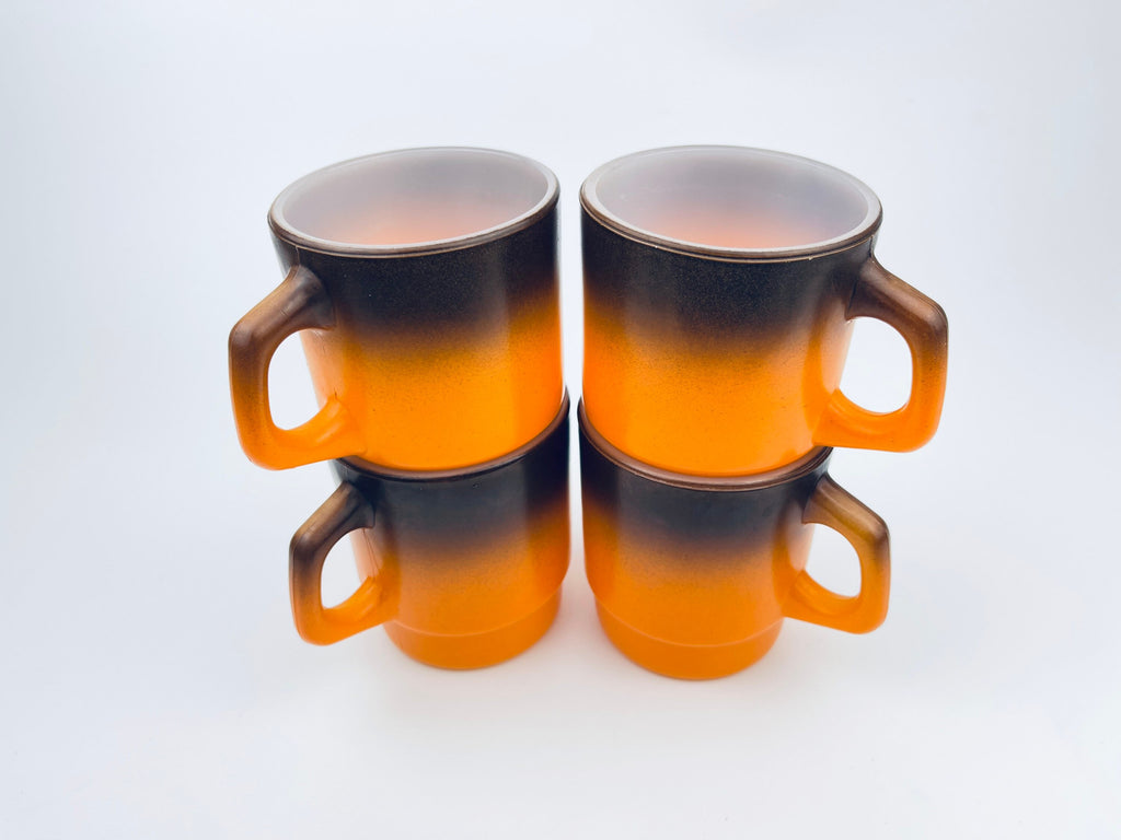 Product image for 'vintage anchor hocking fire king orange brown ombre milk glass mugs made in usa sold individually' (view 94bba8)
