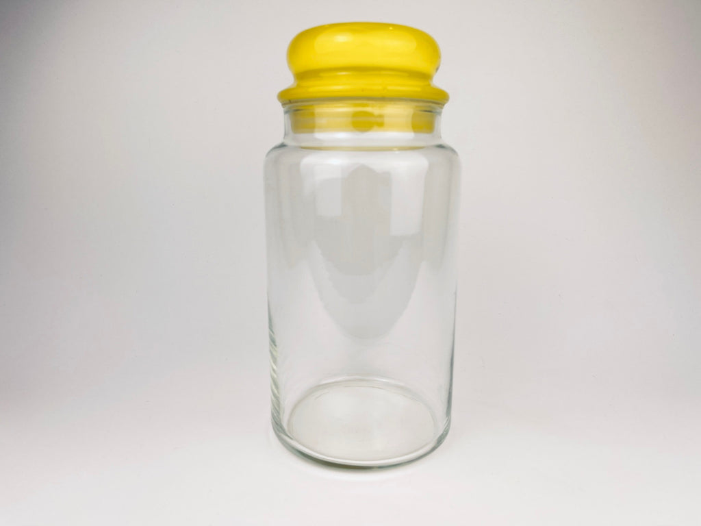 Product image for 'vintage tall airtight glass jar bold yellow lid' (view 5d7451)