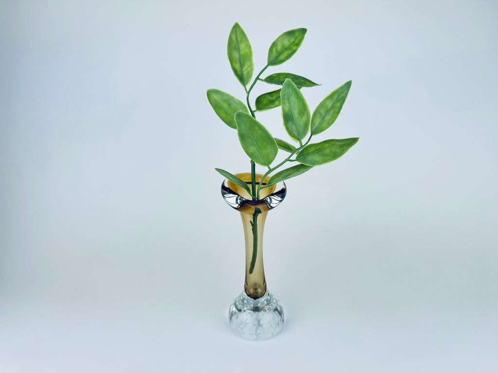 Product image for 'vintage aseda bo borgstrom bud vase hand blown brown clear controlled bubble base' (view a2efd5)