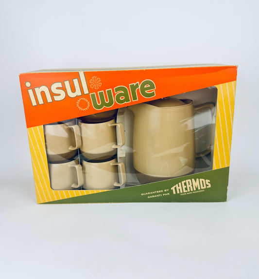 Product image for 'vintage thermos insul ware beige plastic pitcher cup set new in box new old stock' (view d76dc0)