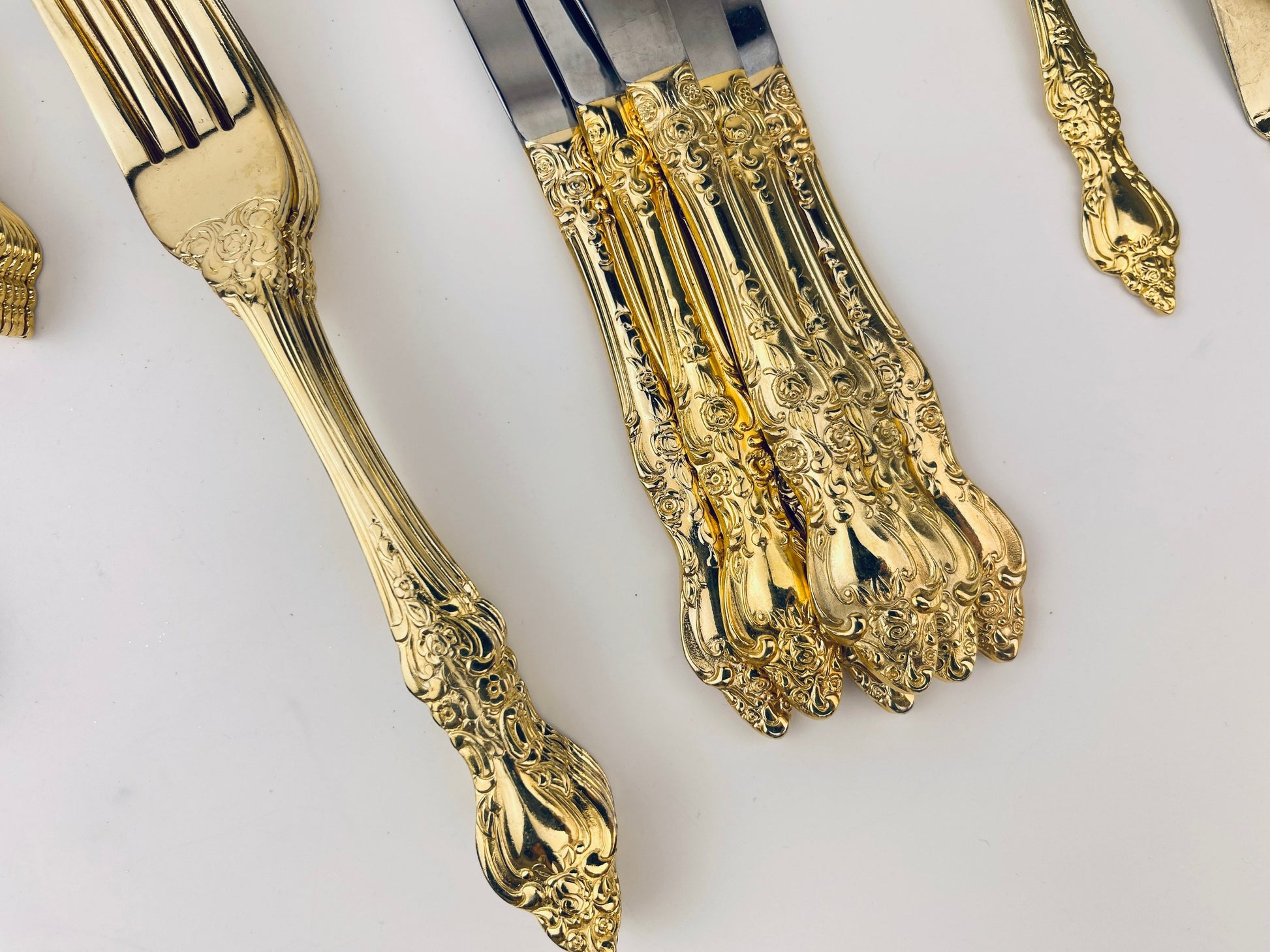 Product image for 'vintage ornate gold plated northcraft royal sealy flatware silverware made in japan stainless steel pieces sold separately' (view 2c42b2)