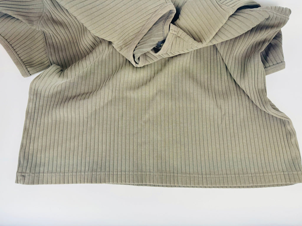 Product image for 'vintage 1990s 100 ribbed cotton short sleeve shirts black grey made in canada by rough dress sold separately' (view a82400)