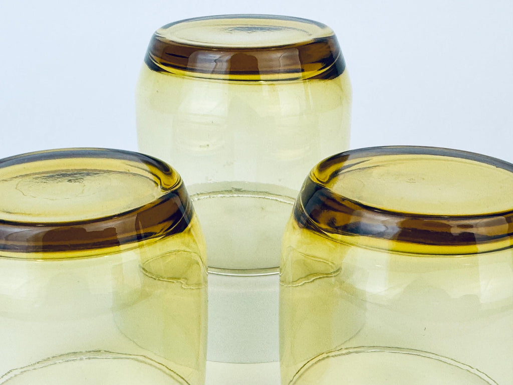 Product image for 'vintage anchor hocking amber lowball glasses set of three 3' (view 7ce8e8)