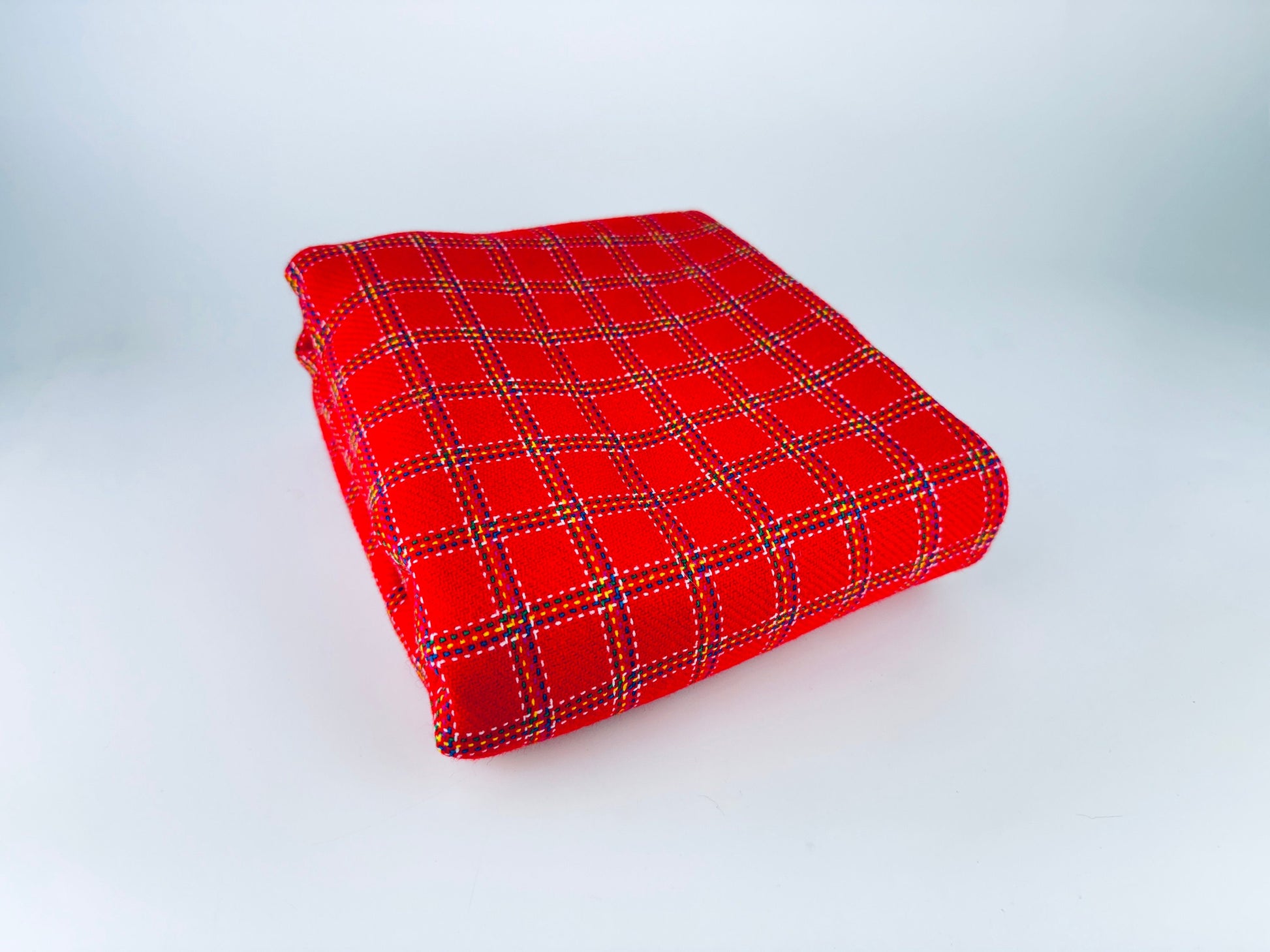 Product image for 'vintage bright red thick woven striped jacquard polyester fabric 50 x 59' (view 56fbf8)