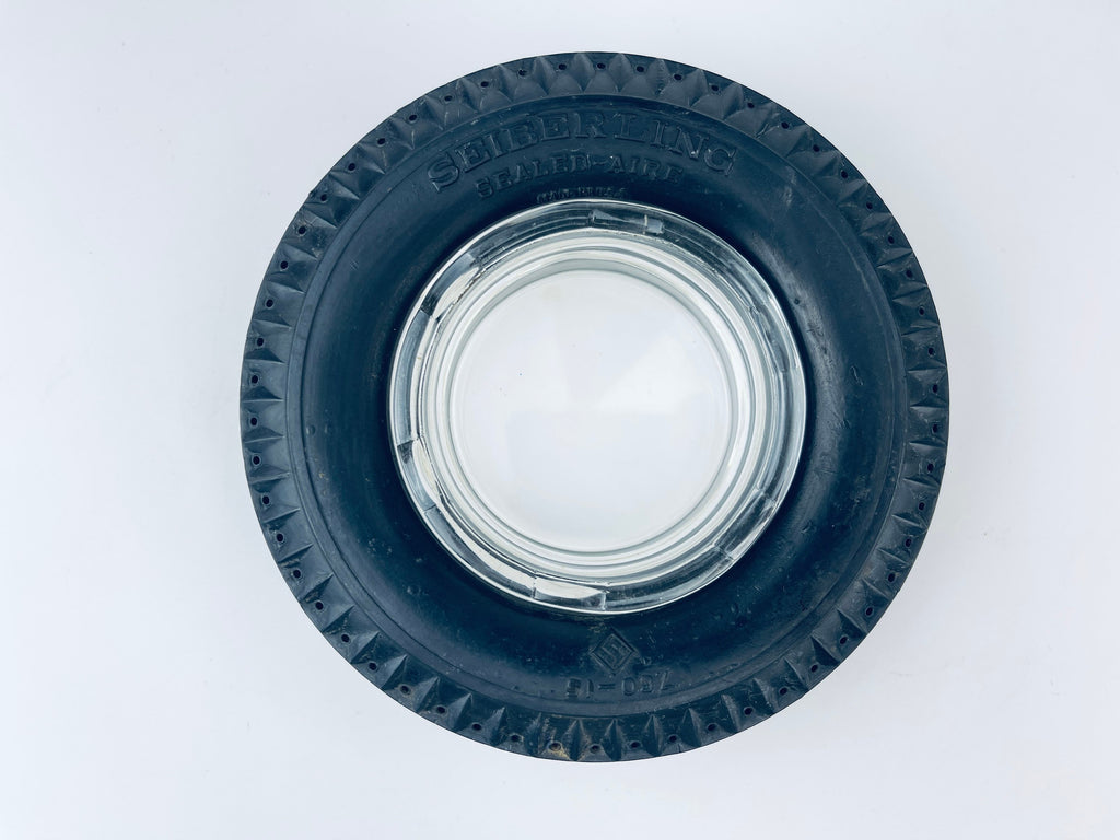 Product image for 'vintage seiberling sealed aire rubber tire glass ashtray made in usa' (view cc739a)