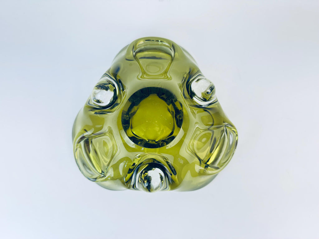 Product image for 'vintage olive green chalet glass ashtray bowl made in canada' (view a71a5a)