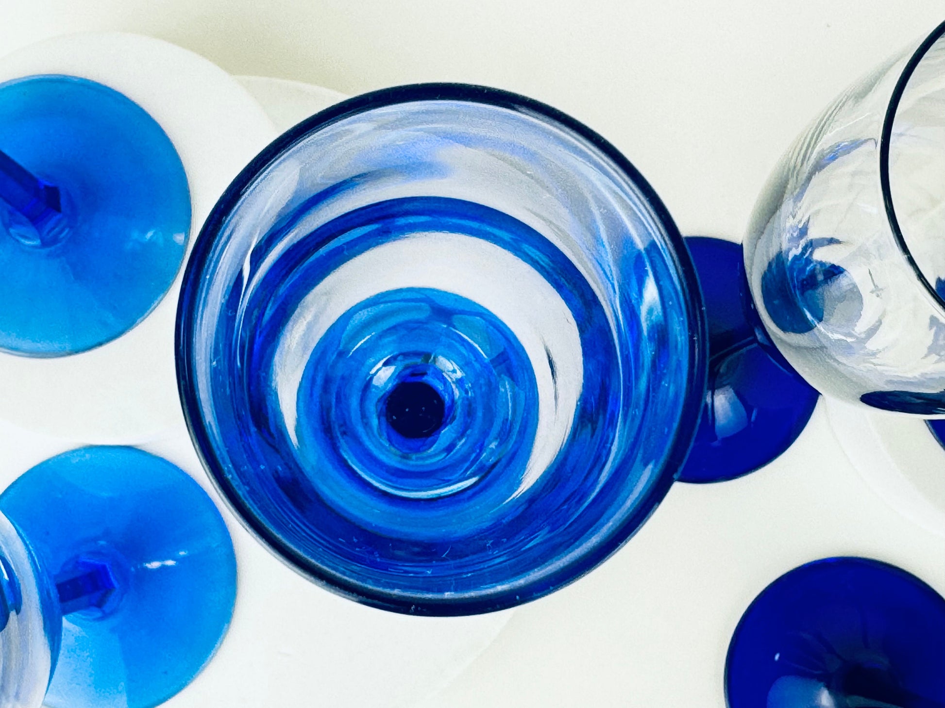 Product image for 'vintage cobalt blue fluted champagne drinking glasses set of four 4 sets sold separately' (view 9e24e2)