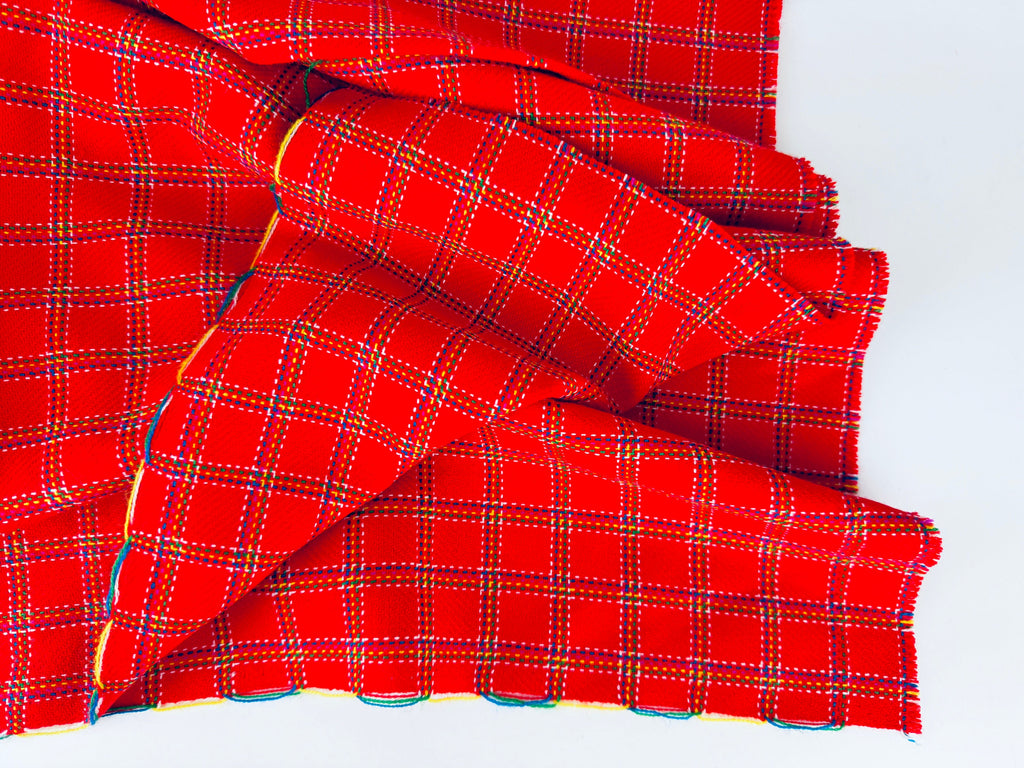 Product image for 'vintage bright red thick woven striped jacquard polyester fabric 50 x 59' (view 2437ae)