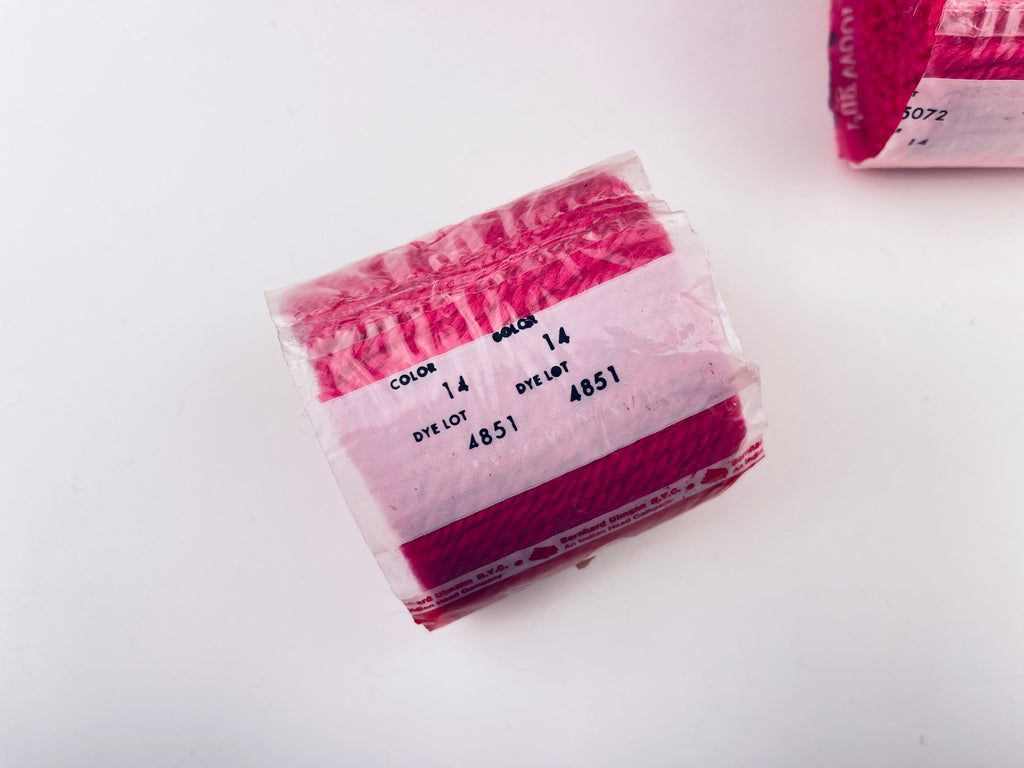 Product image for 'vintage fuchsia pink wool rug yarn bucilla deluxe quality 100 pure wool permanently mothproof made in canada individually priced' (view 751c67)