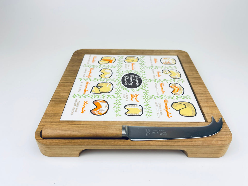 Product image for 'vintage walnut cheese charcuterie board knife set made in england gift box included' (view 86f6c4)