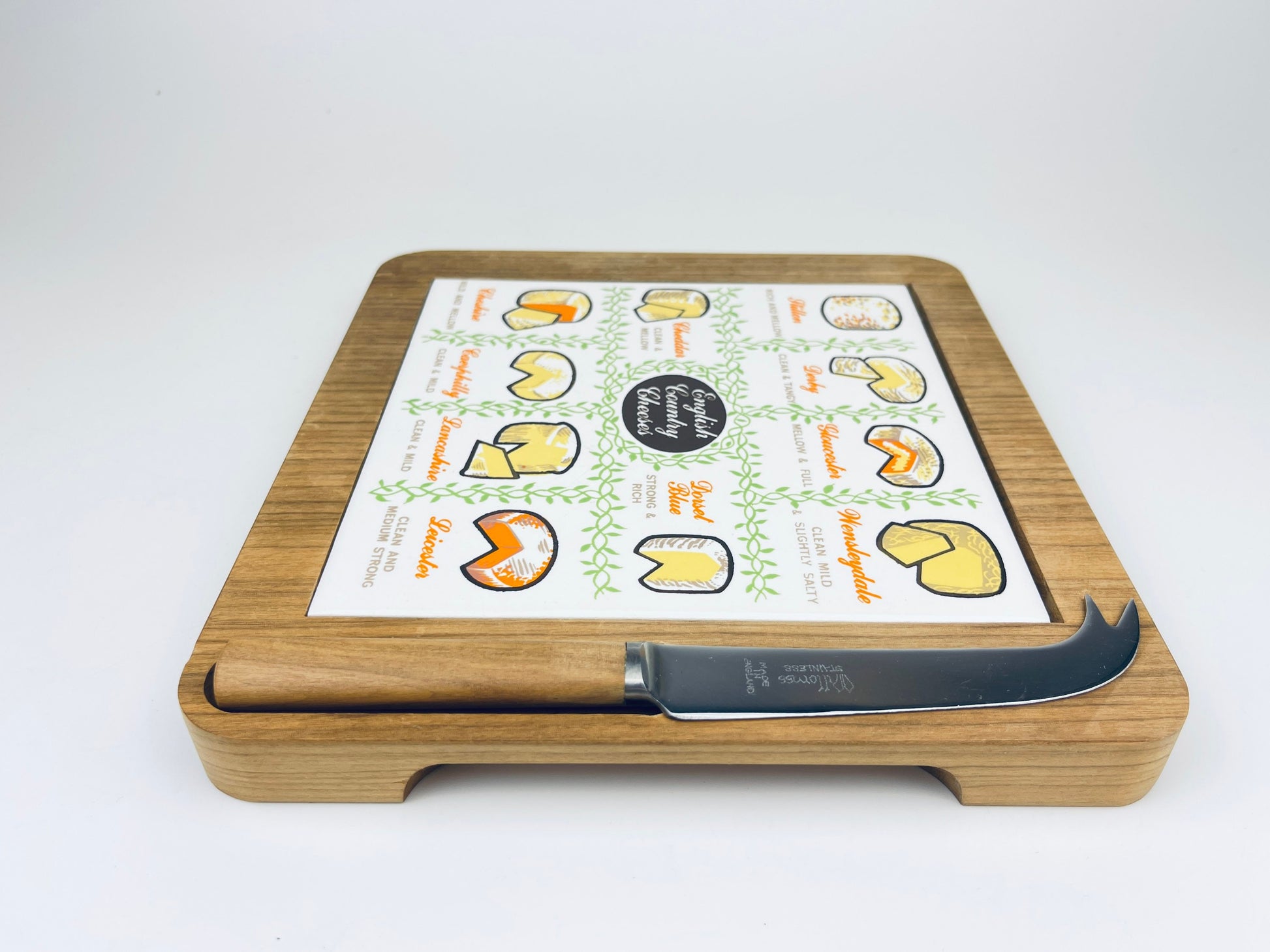 Product image for 'vintage walnut cheese charcuterie board knife set made in england gift box included' (view 86f6c4)