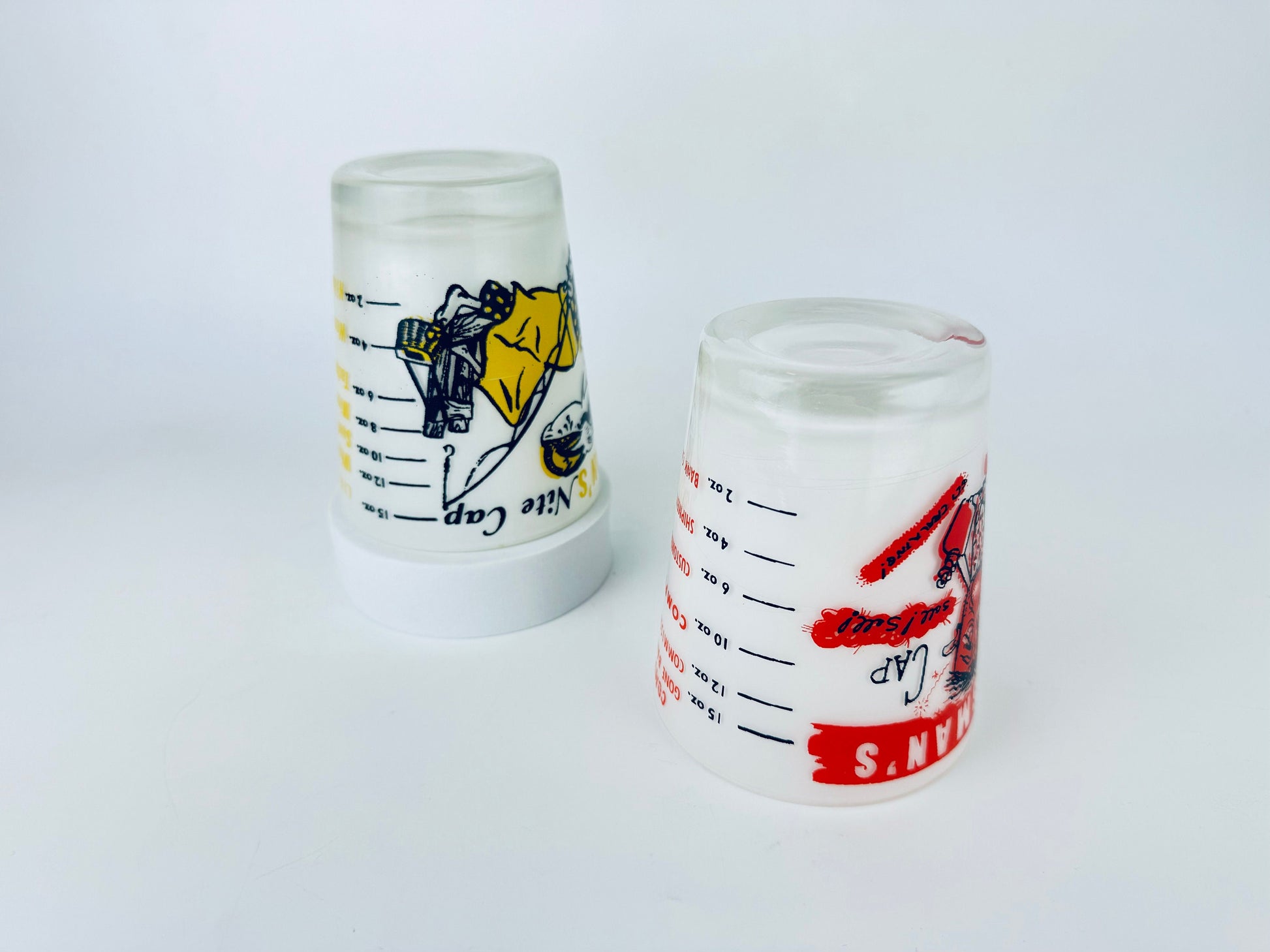 Product image for 'vintage funny gag gift barware liqueur measure glass set of two 2' (view 1ecca8)