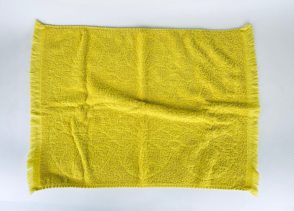 Product image for 'vintage sears yellow floral rectangular fringe hand towel 100 cotton made in usa' (view c9c808)