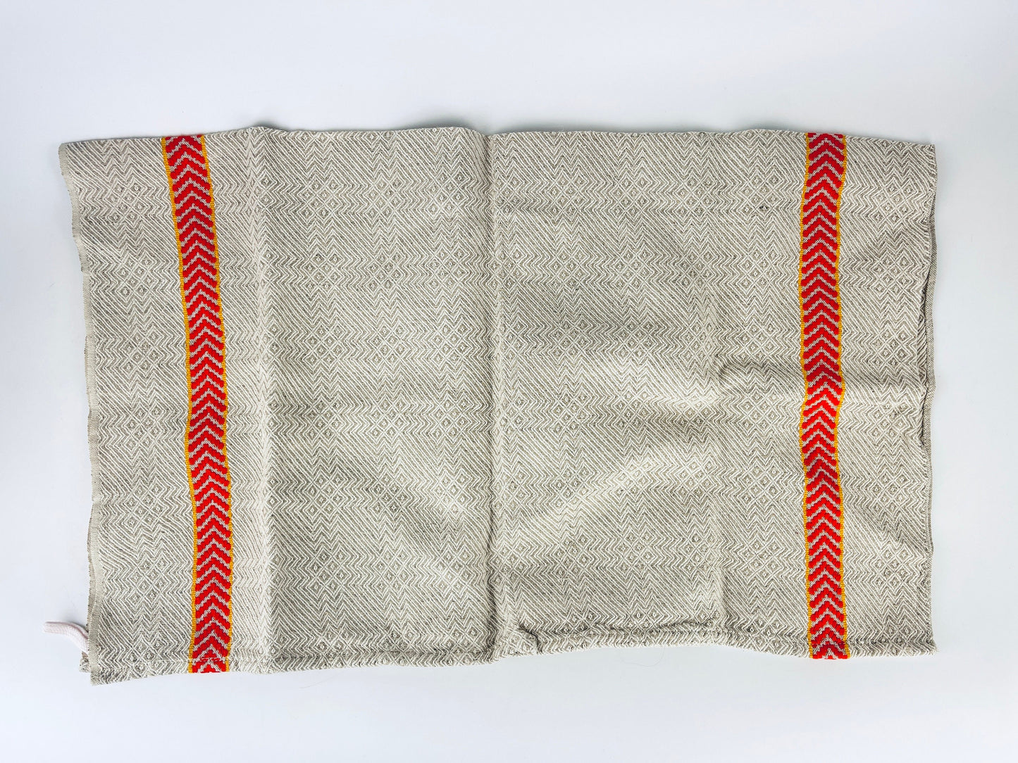 Product image for 'vintage beige white geometric print kitchen towel red yellow stripe 100 cotton' (view 0dee71)