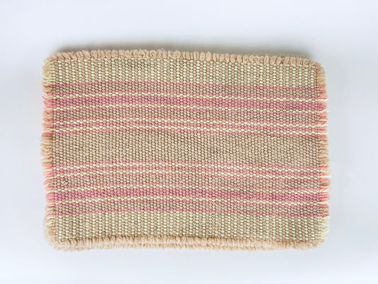 Product image for 'vintage pink beige stripped fringe style place mats set of five 5' (view b7161f)
