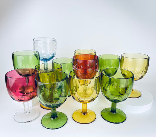 Product image for 'vintage pressed glass thumbprint oversized chalice schooner beer goblet wine glass bartlett collins sold separately' (view 6d3b8b)