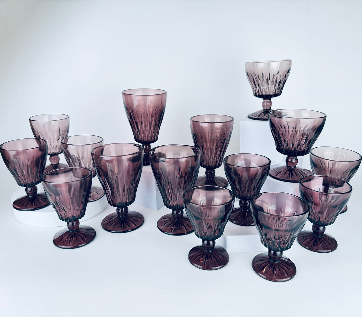 Product image for 'vintage hazel atlas moroccan cut purple amethyst glassware mid century modern mcm barware sets sold separately' (view 2da4da)