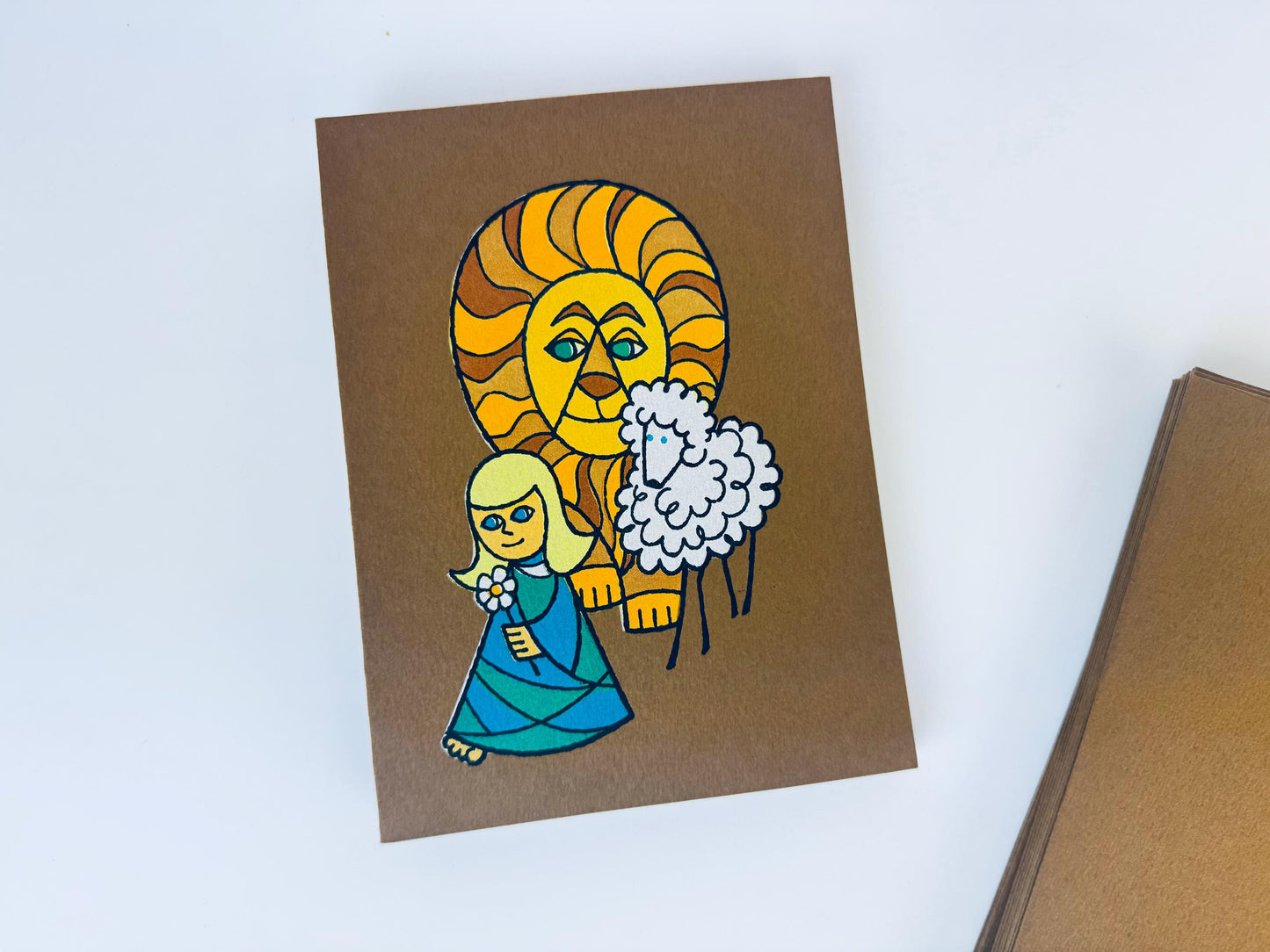 Product image for 'vintage embossed folksy girl lamb lion christmas cards seasonal cards envelopes set of eighteen 18 new old stock nos' (view 2c4668)