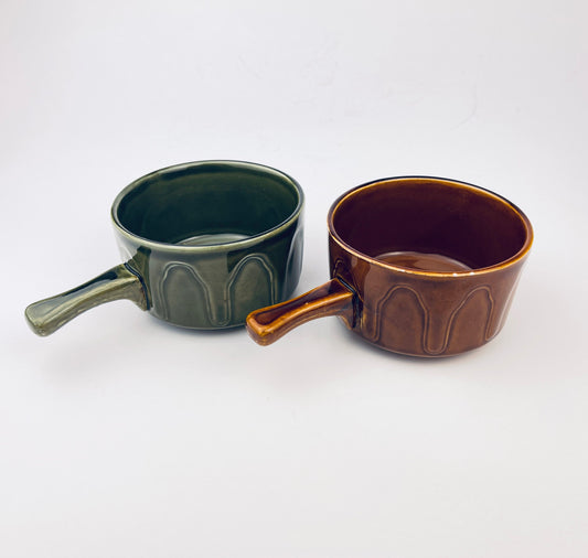 Product image for 'vintage english handled green brown drip glazed ceramic soup bowls set of two 2' (view 2ab16d)