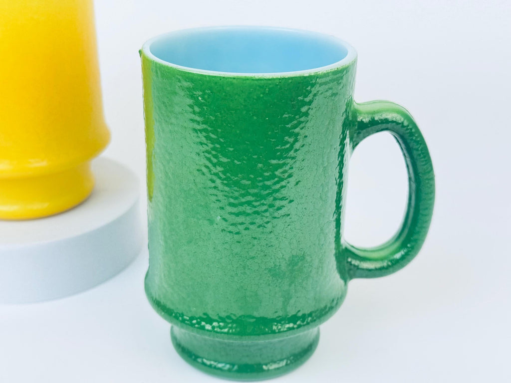 Product image for 'vintage hazel atlas orange peel textured milk glass pedestal mug lemon lime colours sold separately' (view e6456f)