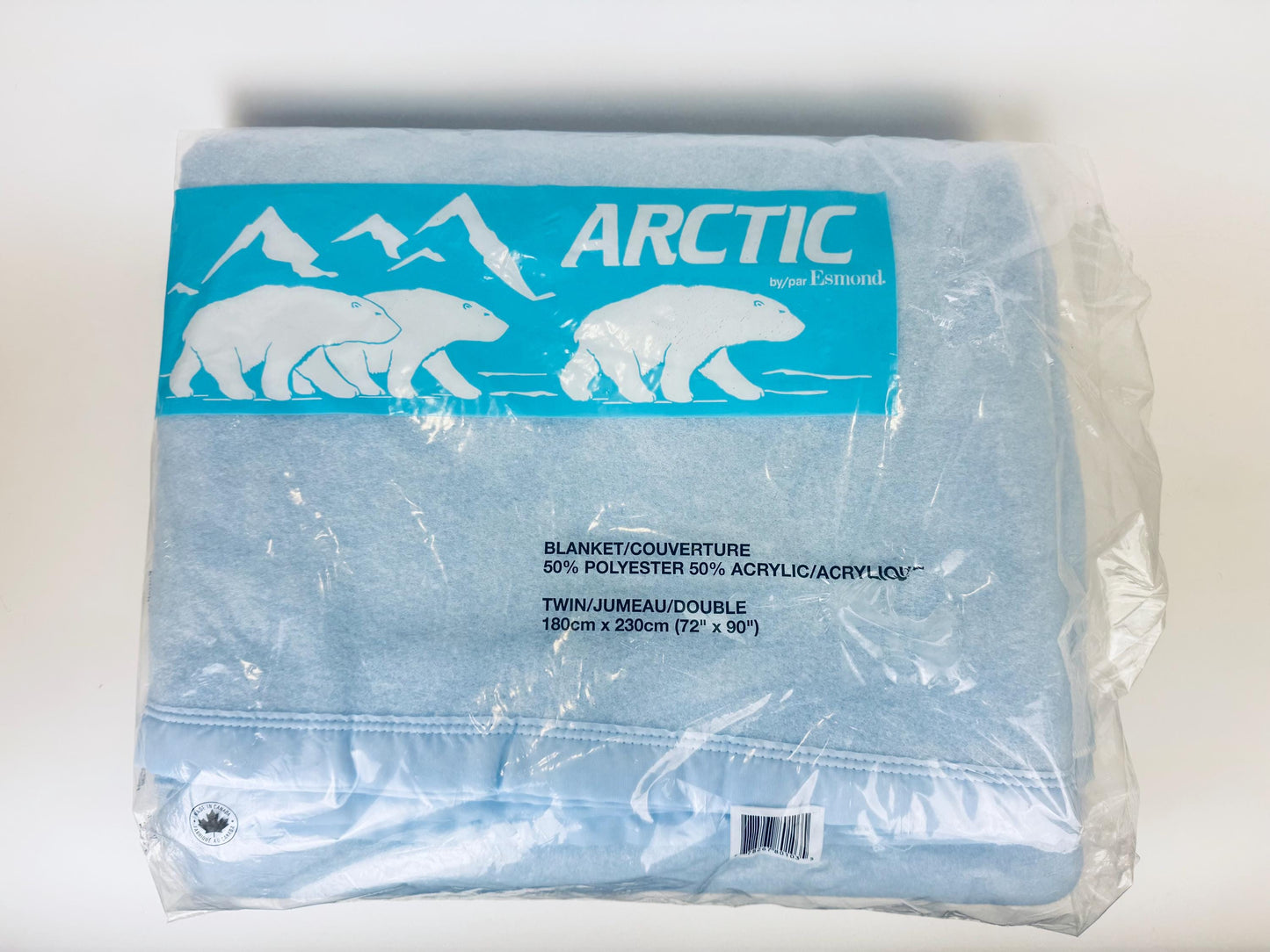 Product image for 'vintage arctic blue twin blanket satin ribbon trim new old stock nos made in canada by esmond' (view 072c0b)