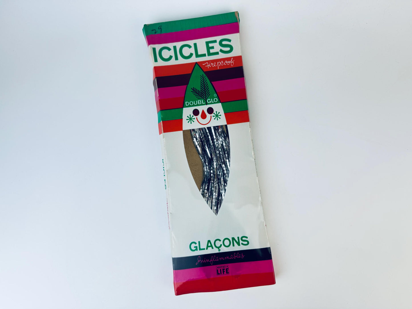 Product image for 'vintage flameproof silver christmas tree icicles tinsel strands made in canada by doubl glo new old stock nos' (view 8e819b)