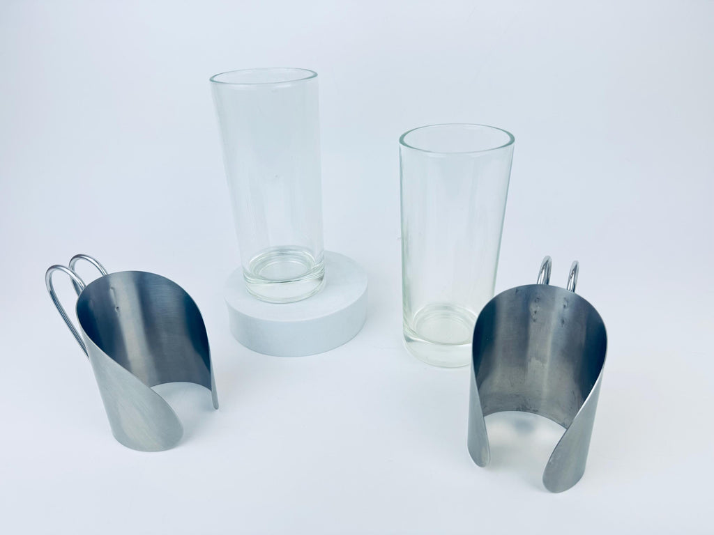 Product image for 'vintage danish scanmalay hot toddy glasses removable silver steel holders set of two 2' (view 5e9d24)