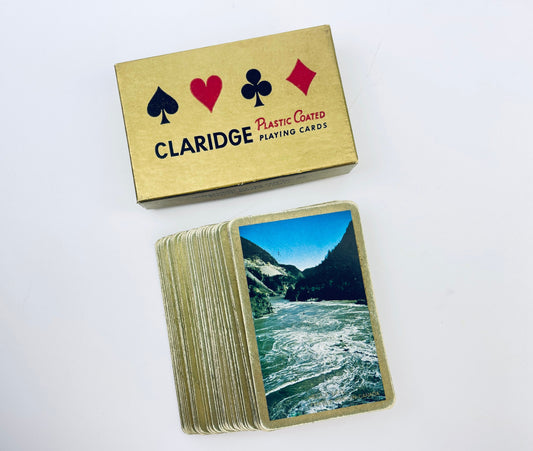 Product image for 'vintage claridge plastic coated playing cards hells gate fraser canyon british columbia image made in canada' (view 1a645d)